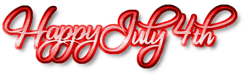 HappyJuly 4th.Text.Red - By KittyKatLuv65 - Free PNG