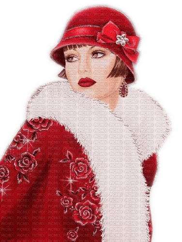 Rena Art Deco Woman red rot - δωρεάν png