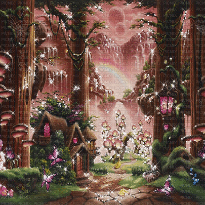 background animated fantasy forest tree - Free animated GIF