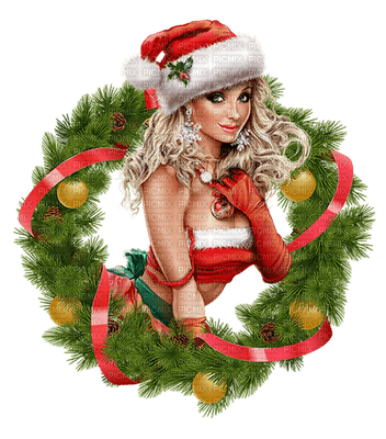 woman femme frau beauty  human person people wreath kranz couronne  christmas noel xmas weihnachten Navidad рождество natal tube - бесплатно png