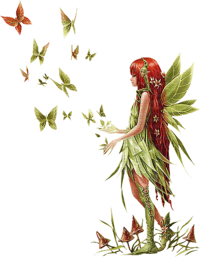 fairy green  fantasy butterflies - фрее пнг