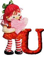 Kaz_Creations Alphabets Girl Heart Letter U - Bezmaksas animēts GIF