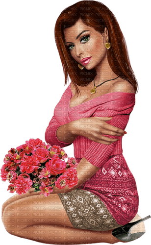 Woman, flowers. Leila - zadarmo png