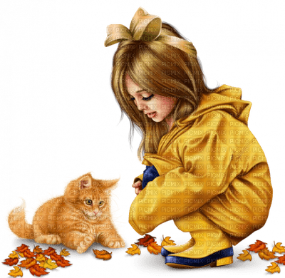 Kaz_Creations Children-Autumn-Cat-Kitten - besplatni png