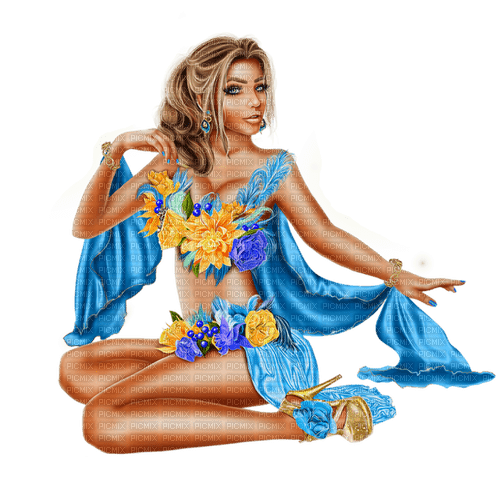 summer woman in blue by nataliplus - бесплатно png