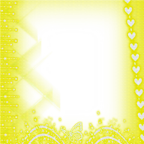 Frame.Hearts.Stars.Butterfly.White.Yellow - безплатен png