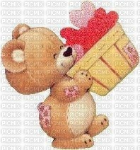 bear with basket of hearts - ücretsiz png