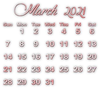 soave calendar deco march text 2021 - png gratis