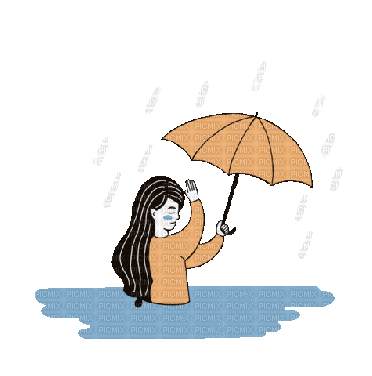 woman rain umbrella art, woman , femme , frau , rain , water , art , cartoon  , anime , gif , animated , animation , tube , umbrella - Free animated GIF  - PicMix