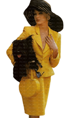 Kaz_Creations Woman Femme Yellow Hat - PNG gratuit