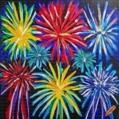 Multicoloured Fireworks - nemokama png