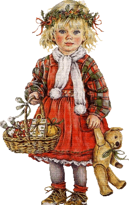 Little Girl and Teddy Bear - Ingyenes animált GIF