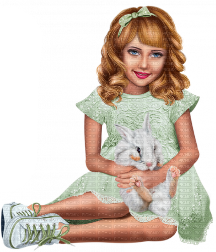 Girl with a rabbit. Easter. Spring. Leila - png grátis
