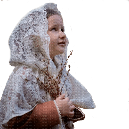 Ребенок с веточками вербы - 免费PNG