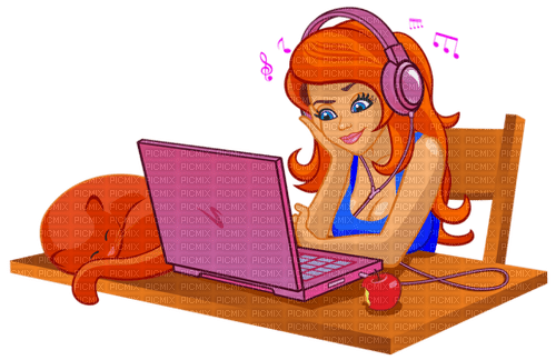 Girl, laptop, computer. Leila - nemokama png