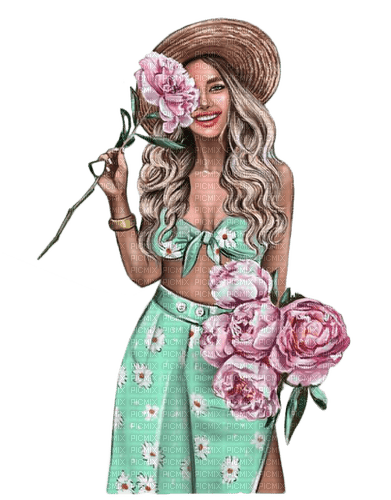 femme avec fleur.Cheyenne63 - darmowe png