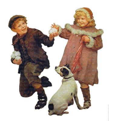 niños i perro invierno  navidad dubravka4 - png gratuito