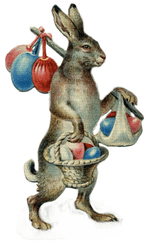 Hase, Ostereier, Ostern, Vintage - zadarmo png