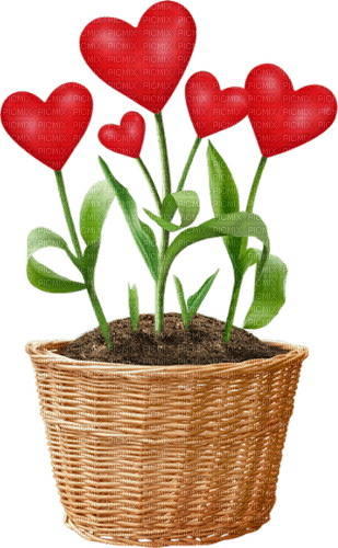 Hearts.Cœurs.Deco.Pot.Fleurs.Victoriabea - Free PNG
