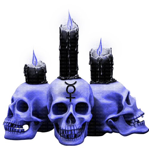 Gothic.Skulls.Candles.Black.Blue - Free PNG