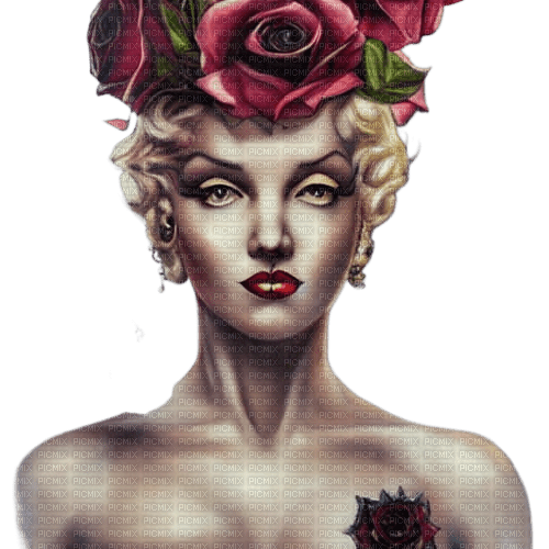 kikkapink marilyn monroe dark rose flowers - Free PNG