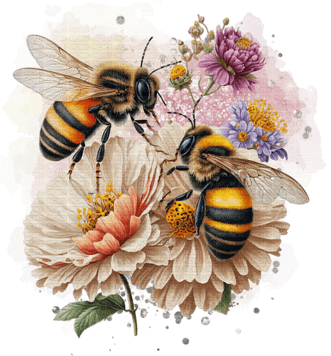 bee, flower, summer, abeille, été - Free PNG