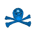 blue crossbones n skull - GIF animate gratis