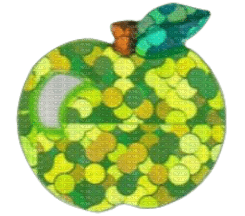 Green glitter apple - png gratuito