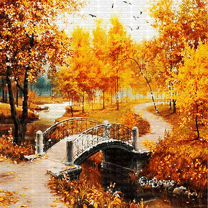 soave background animated autumn bridge park - Ilmainen animoitu GIF