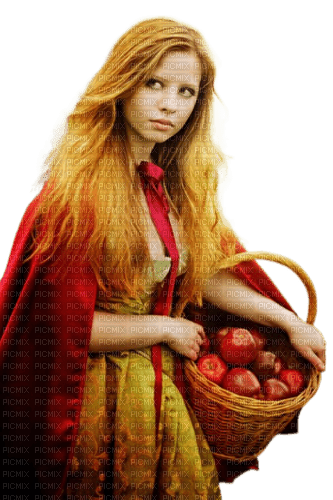 Девушка  с яблоками - Free PNG