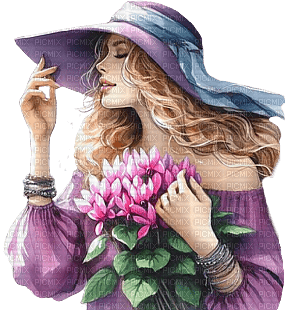 Mujer con flores - png gratuito