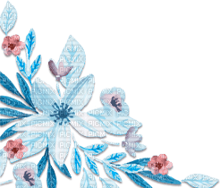 soave deco flowers corner painting blue pink - δωρεάν png