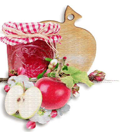 soave deco fruit apple scrap pink green - Free PNG