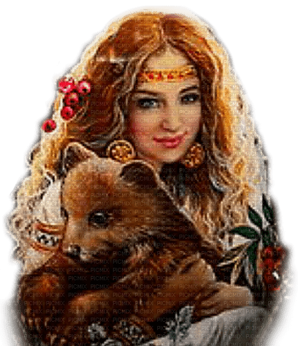 fantasy  woman with bear by nataliplus - png grátis