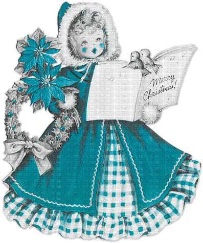 soave children girl vintage flowers christmas - Free PNG