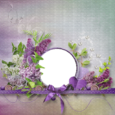 spring printemps flower fleur blossom fleurs blumen  tube frame cadre rahmen overlay fond background purple - Δωρεάν κινούμενο GIF