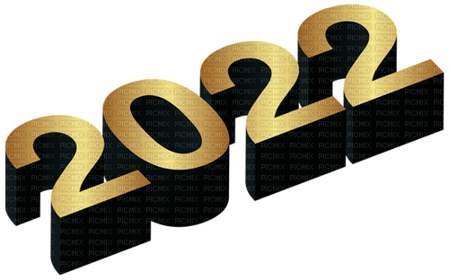 2022 Text gold New year - besplatni png