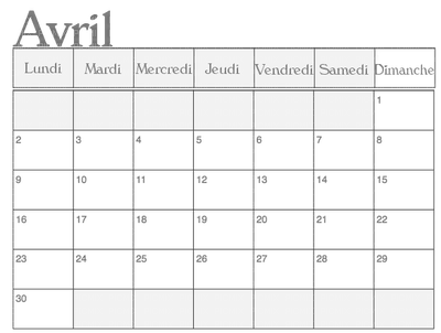 loly33 calendrier  AVRIL - 無料png