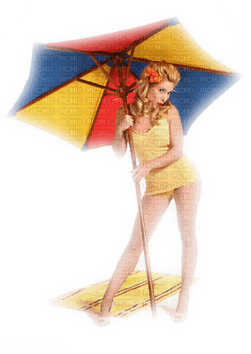 Kaz_Creations Woman Femme  Yellow Beach - zdarma png