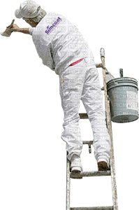 Kaz_Creations Man Homme Painter On Ladder - png gratis
