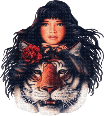 woman with tiger bp - png ฟรี