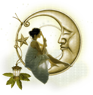 Kaz_Creations Deco Moon Sitting  Woman Femme - PNG gratuit