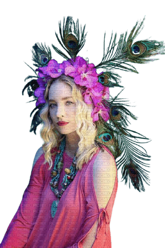 flower,girl,women,femme,  fleur,feathers, Peacock - zdarma png
