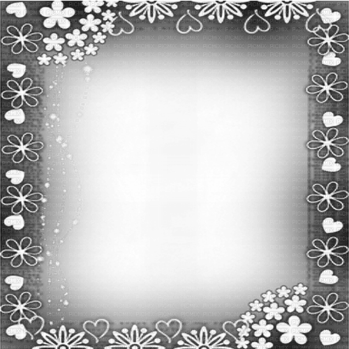 Frame.Flowers.Hearts.White.Black - Free PNG
