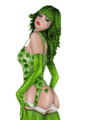 Kaz_Creations Deco St.Patricks Day Woman Femme Green Hair - Free PNG