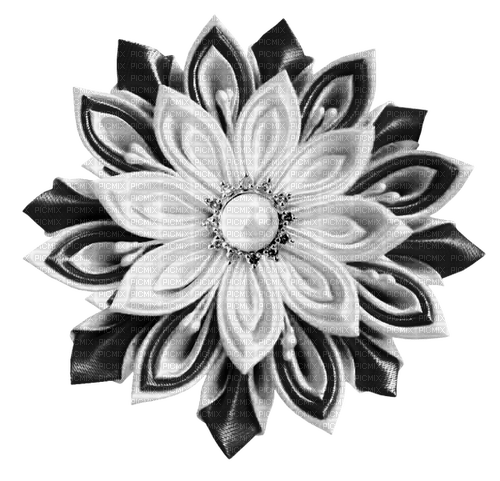 Pearl.Fabric.Flower.White.Black - zdarma png