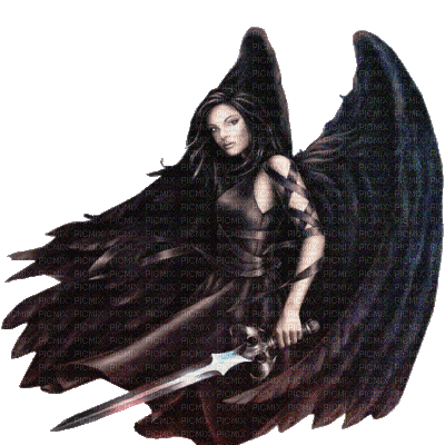 maj gif femme gothique ange - Gratis animeret GIF