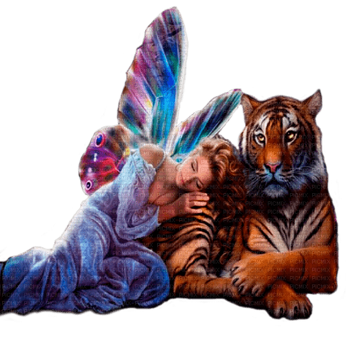 fairy with tiger by nataliplus - PNG gratuit