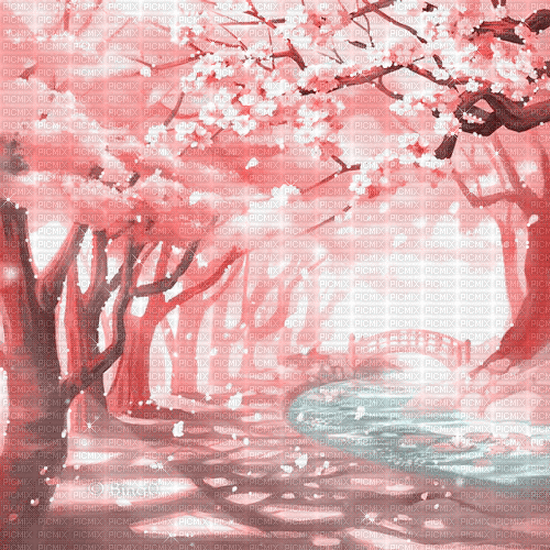 Y.A.M._Japan Spring landscape background - Ingyenes animált GIF