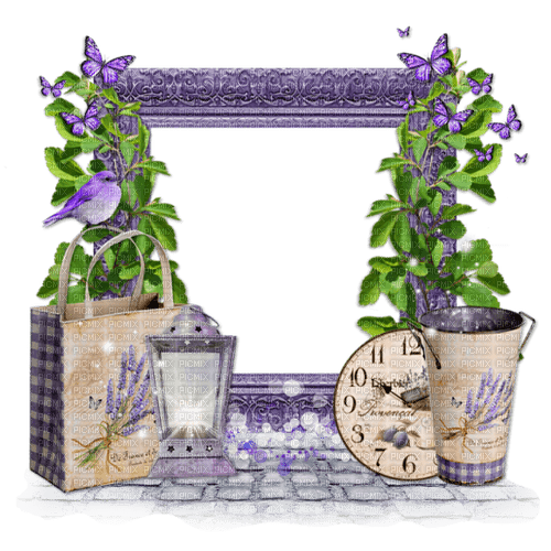 dolceluna scrap frame purple lavender flowers - PNG gratuit